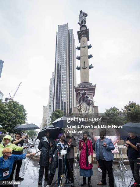 Councilwoman Inez Barron was joined by fellow elected officials and activist' as they hold a press conference announcing a bill to replace "Columbus...