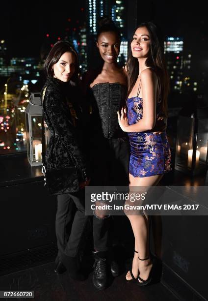 Monica Geuze, Leomie Anderson and Cindy Kimberly attend the It Girls and MTV EMA Correspondents Dinner held at The Ace Hotel ahead of the MTV EMAs...