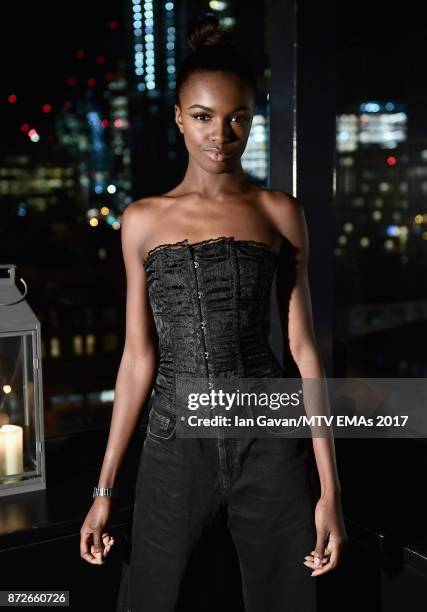 Leomie Anderson attends the It Girls and MTV EMA Correspondents Dinner held at The Ace Hotel ahead of the MTV EMAs 2017 on November 10, 2017 in...