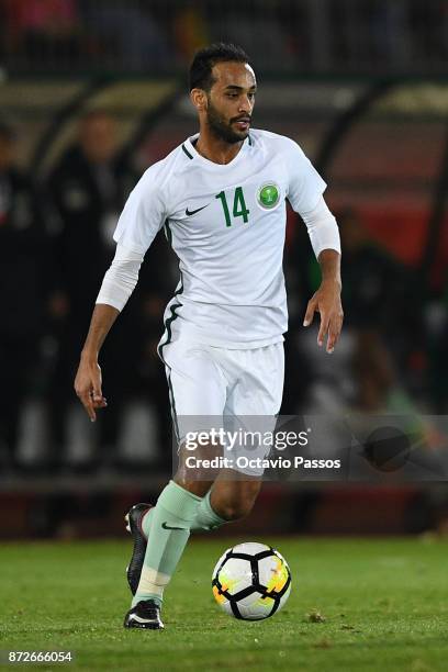 Abdullah Otayf of Saudi Arabia in action during the International Friendly match between Portugal and Saudi Arabia at Estadio do Fontelo on November...