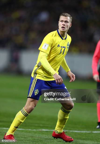Viktor Claesson of Sweden during the FIFA 2018 World Cup Qualifier Play-Off: First Leg between Sweden and Italy at Friends arena on November 10, 2017...