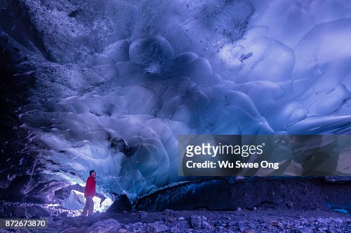 Inside the Mendenhall Ice Cave in Alaska