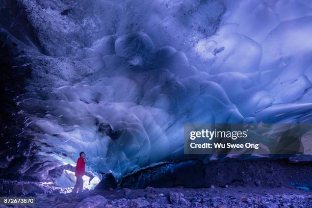 inside the mendenhall ice cave in alaska - mendenhall ice caves stock pictures, royalty-free photos & images
