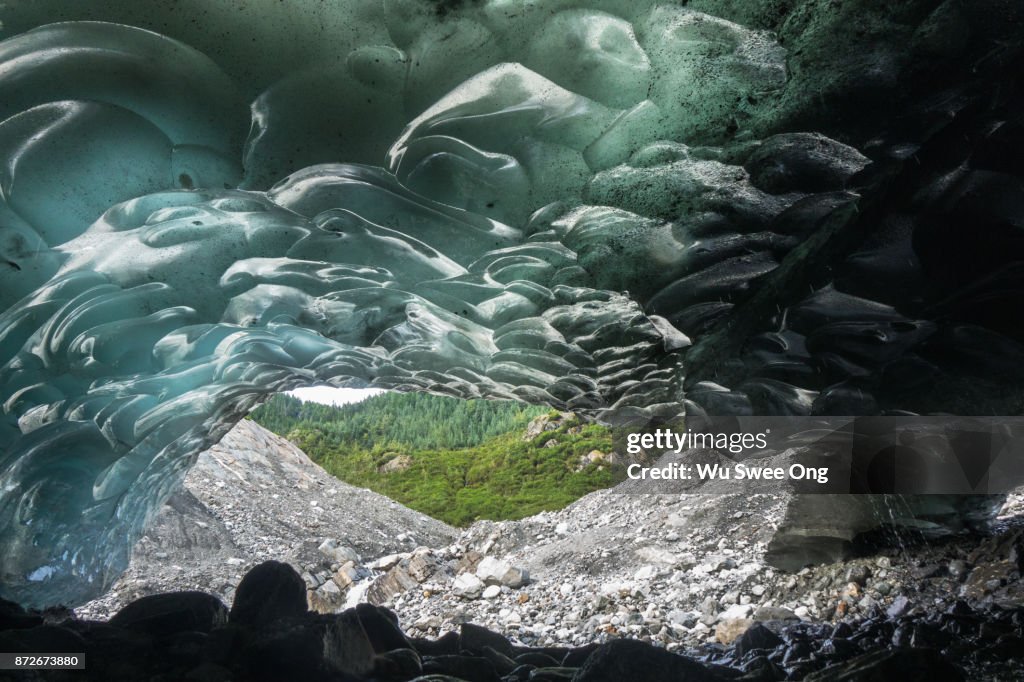 Inside Mendenhall Ice Cave in Alaska