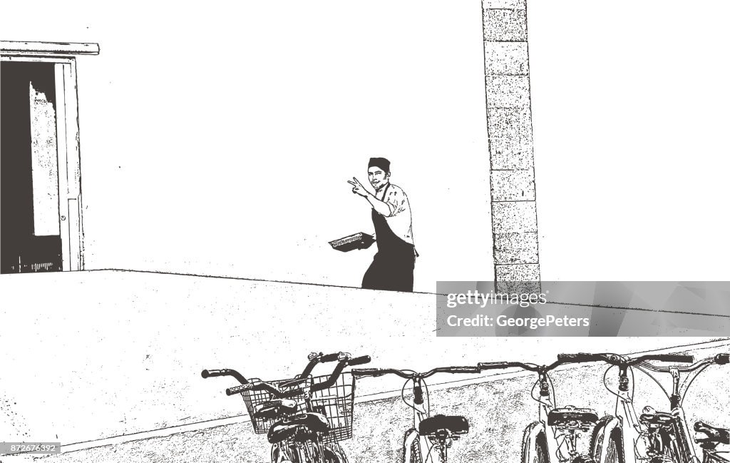 Restaurant worker at a Mexican tourist resort