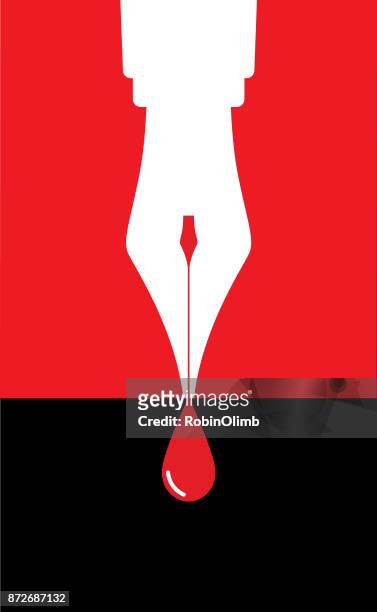 ilustrações de stock, clip art, desenhos animados e ícones de fountain pen drop of blood - killing