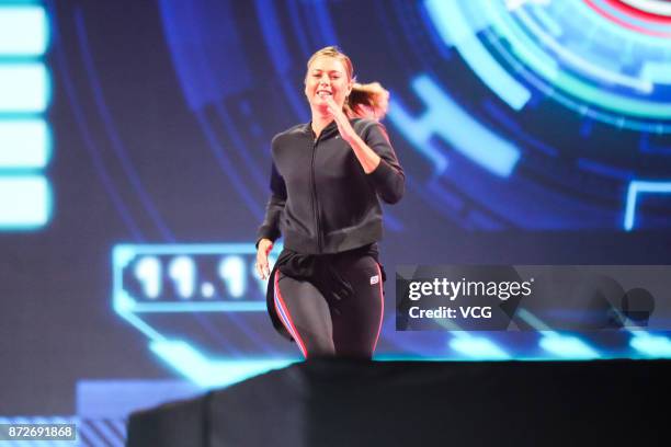 Russian tennis player Maria Sharapova attends 2017 Alibaba Singles' Day Global Shopping Festival gala at Mercedes-Benz Arena on November 10, 2017 in...