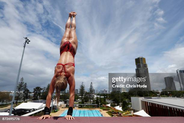 Christina Wassam of Germany warms up before the womens 10m platform final during the FINA Gold Coast Diving Grand Prix at the Gold Coast Aquatic...