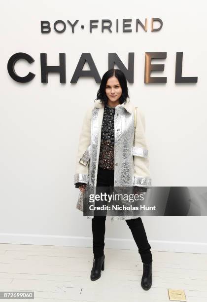 Leigh Lezark of the Misshapes, wearing CHANEL, attends as CHANEL celebrates the launch of the Coco Club, a Boy-Friend Watch event at The Wing Soho on...