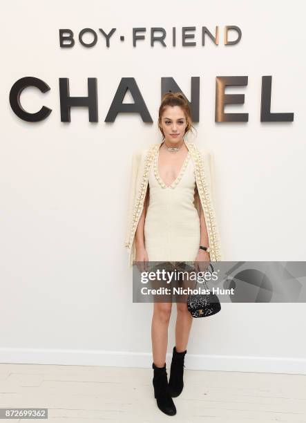 Sistine Rose Stallone, wearing CHANEL, attends as CHANEL celebrates the launch of the Coco Club, a Boy-Friend Watch event at The Wing Soho on...