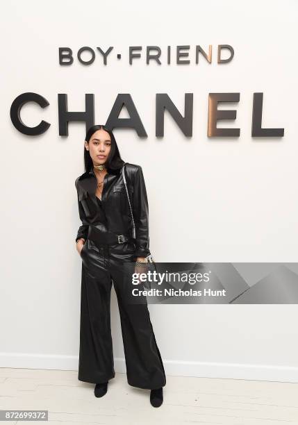 Blogger Aleali May, wearing CHANEL, attends as CHANEL celebrates the launch of the Coco Club, a Boy-Friend Watch event at The Wing Soho on November...