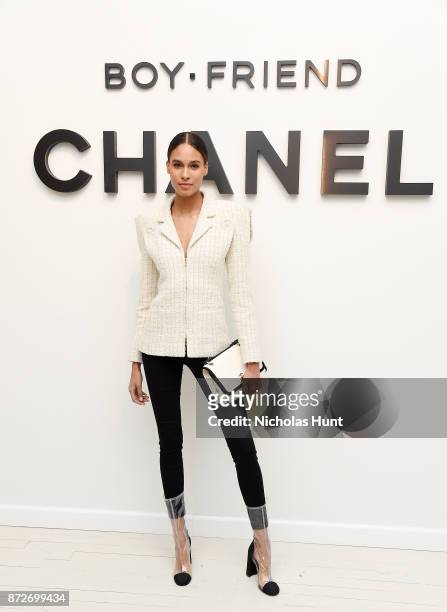 Model Cindy Bruna attends as CHANEL celebrates the launch of the Coco Club, a Boy-Friend Watch event at The Wing Soho on November 10, 2017 in New...