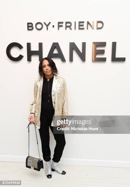 Alliah Sophia Mourad, wearing CHANEL, attends as CHANEL celebrates the launch of the Coco Club, a Boy-Friend Watch event at The Wing Soho on November...