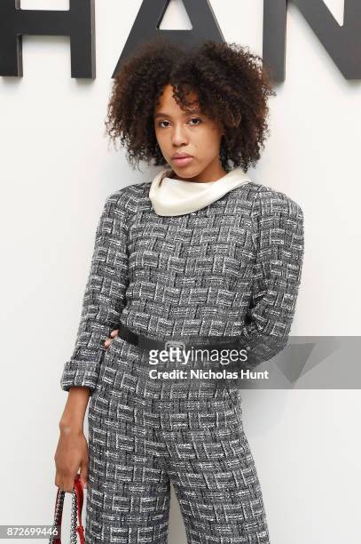 Dede Lovelace, wearing CHANEL, attends as CHANEL celebrates the launch of the Coco Club, a Boy-Friend Watch event at The Wing Soho on November 10,...