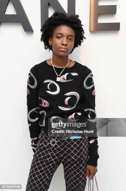 Kabrina Adams, wearing CHANEL, attends as CHANEL celebrates the launch of the Coco Club, a Boy-Friend Watch event at The Wing Soho on November 10,...