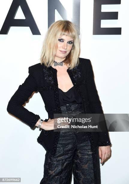 Henri, wearing CHANEL, attends as CHANEL celebrates the launch of the Coco Club, a Boy-Friend Watch event at The Wing Soho on November 10, 2017 in...