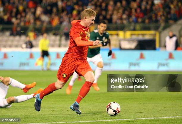 Kevin De Bruyne of Belgium during the international friendly match between Belgium and Mexico at King Baudouin Stadium on November 10, 2017 in...