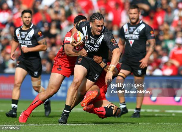 Brad Takairangi of the Kiwis during the 2017 Rugby League World Cup match between the New Zealand Kiwis and Tonga at Waikato Stadium on November 11,...