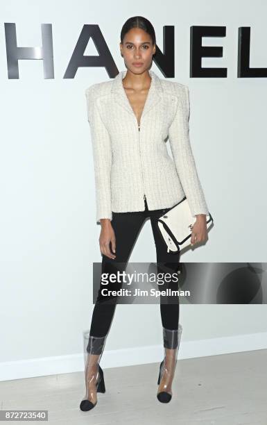 Model Cindy Bruna attends the launch of The Coco Club celebrated by CHANEL at The Wing Soho on November 10, 2017 in New York City.