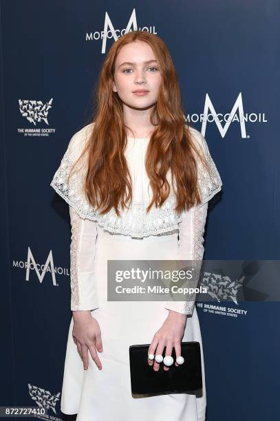 Actress Sadie Sink attends the 2017 Humane Society of the United States to the Rescue! New York Gala at Cipriani 42nd Street on November 10, 2017 in...