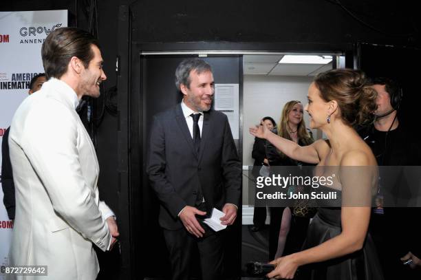 Jake Gyllenhaal, Denis Villeneuve and Natalie Portman attend the 31st American Cinematheque Award Presentation Honoring Amy Adams Presented by GRoW @...