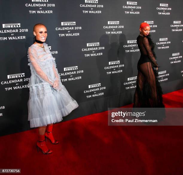 Adwoa Aboah and Slick Woods attend Pirelli Calendar 2018 Launch Gala at The Manhattan Center on November 10, 2017 in New York City.