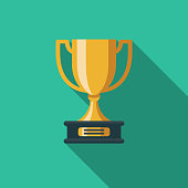 Trophy Flat Design Education Icon with Side Shadow