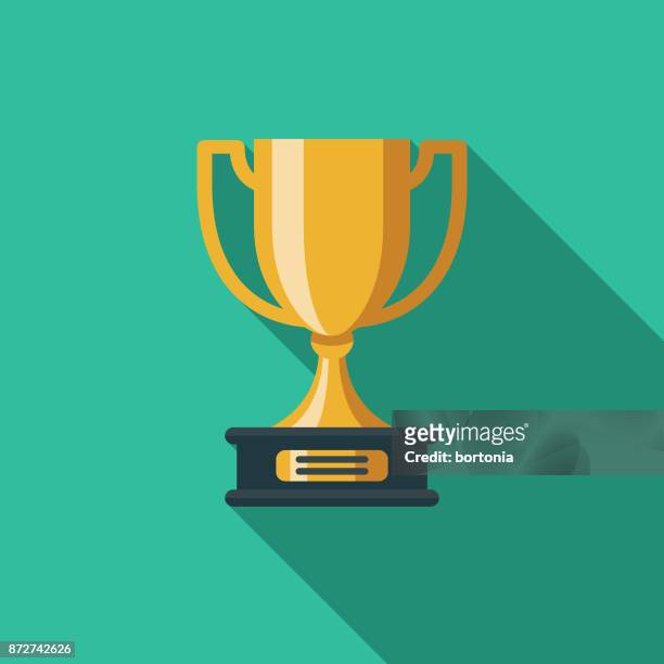 trophy flat design education icon with side shadow - championship stock illustrations