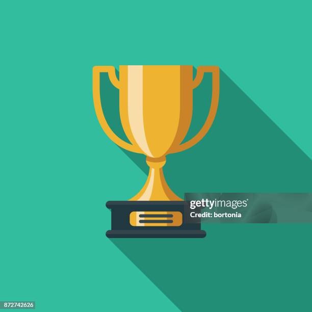 trophy flat design education icon with side shadow - title stock illustrations