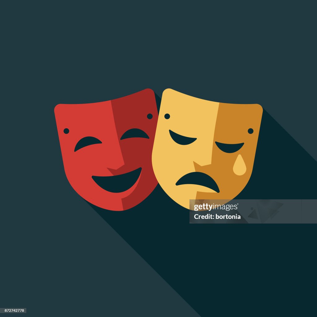 Theatre Flat Design Education Icon with Side Shadow