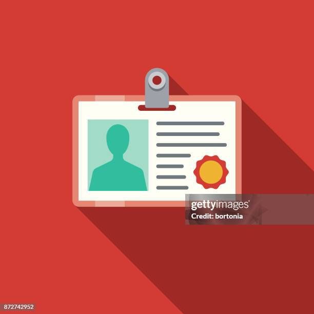 student id flat design education icon with side shadow - name tag stock illustrations