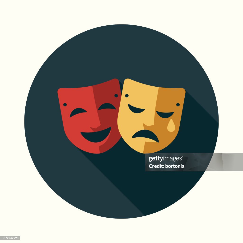 Theatre Flat Design Education Icon with Side Shadow