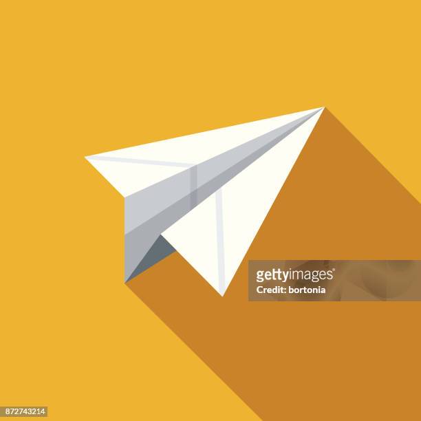 paper airplane flat design education icon with side shadow - origami instructions stock illustrations