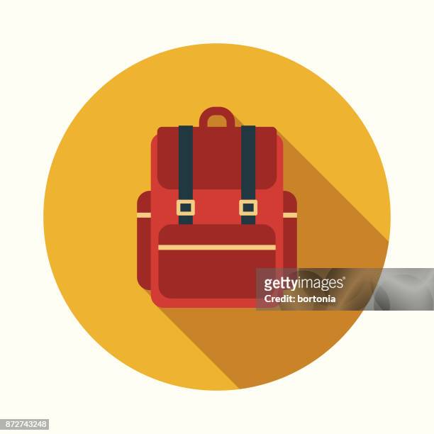 backpack flat design education icon with side shadow - rucksack icon stock illustrations