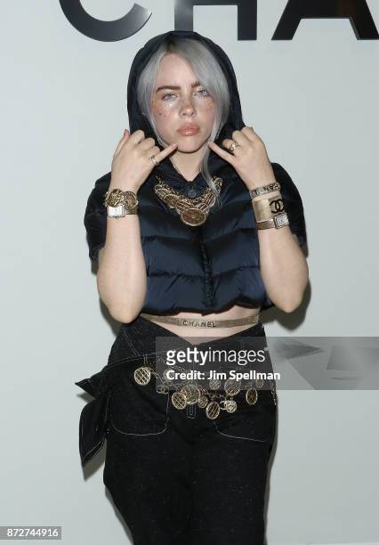 Singer Billie Eilish attends the launch of The Coco Club celebrated by CHANEL at The Wing Soho on November 10, 2017 in New York City.