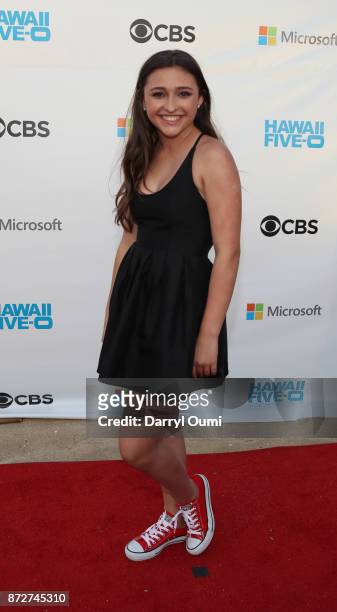 Teilor Grubbs attends the Sunset on the Beach event celebrating season 8 of "Hawaii Five-0" at Queen's Surf Beach on November 10, 2017 in Waikiki,...
