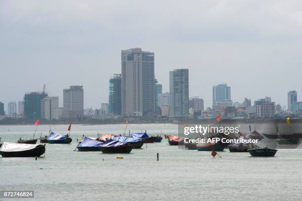 This general view shows fishing boats in the central Vietnamese city of Danang on November 11 as leaders from the 21-member APEC organisation meet...