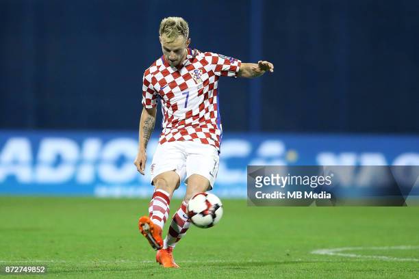 Ivan Rakitic of Croatia controls the ball during the FIFA 2018 World Cup Qualifier play-off first leg match between Croatia and Greece at Maksimir...