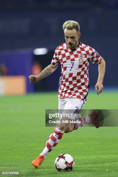 Ivan Rakitic of Croatia controls the ball during the FIFA 2018 World Cup Qualifier play-off first leg match between Croatia and Greece at Maksimir...