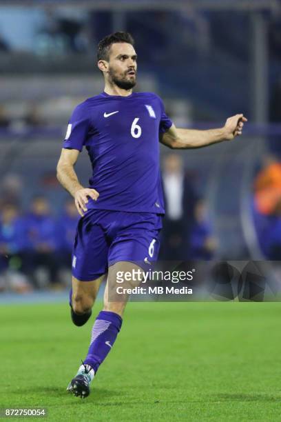 Alexandros Tziolis of Greece runs during the FIFA 2018 World Cup Qualifier play-off first leg match between Croatia and Greece at Maksimir Stadium on...
