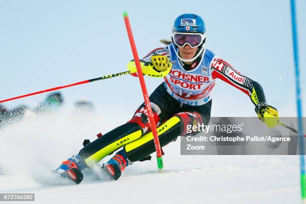 Marie-michele Gagnon of Canada competes during the Audi FIS Alpine Ski World Cup Women's Slalom on November 11, 2017 in Levi, Finland.