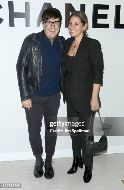 Andrew Bevan and guest attend the launch of The Coco Club celebrated by CHANEL at The Wing Soho on November 10, 2017 in New York City.