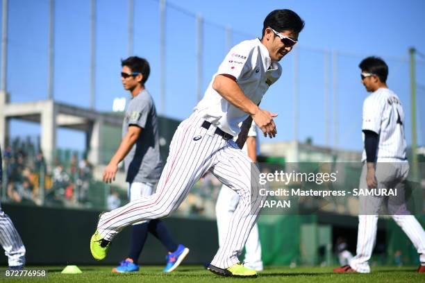 Shuta Tonosaki of Samurai Japan in action during a Japan training session on November 11, 2017 in Miyazaki, Japan.