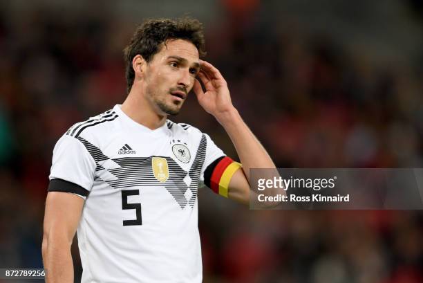 Mats Hummels of Germany in action during the international friendly match between England and Germany at Wembley Stadium on November 10, 2017 in...