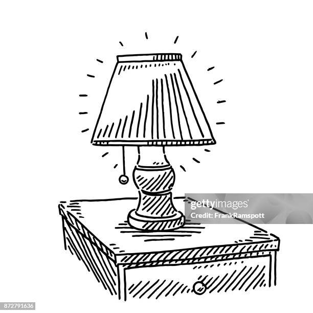 bedside lamp drawing - bedside table lamp stock illustrations