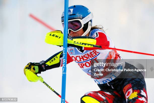 Marie-michele Gagnon of Canada in action during the Audi FIS Alpine Ski World Cup Women's Slalom on November 11, 2017 in Levi, Finland.