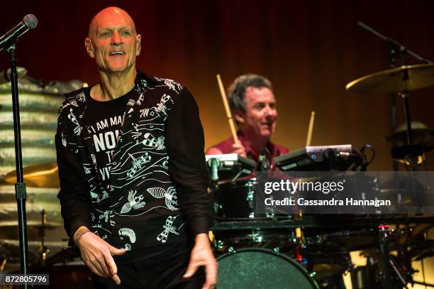 Peter Garrett and Rob Hirst from Midnight Oil performs at The Domain on November 11, 2017 in Sydney, Australia.