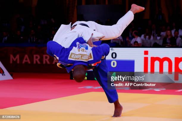 Georgia's Guram Tushishvili competes against France's Teddy Riner during the Judo World Championships Open 2017 in the Moroccan city of Marrakesh on...