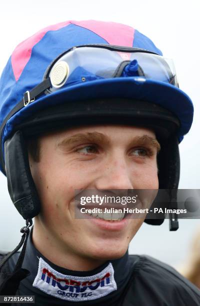 Harry Cobden waits to ride Cue Card in a racecourse gallop during Badger Chase Day at Wincanton Racecourse. PRESS ASSOCIATION Photo. Picture date:...