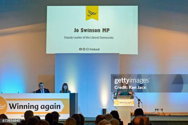 Liberal Democrat Deputy Leader Jo Swinson MP during the Scottish Liberal Democrats' autumn conference on November 11, 2017 in Dunfermline, Scotland.